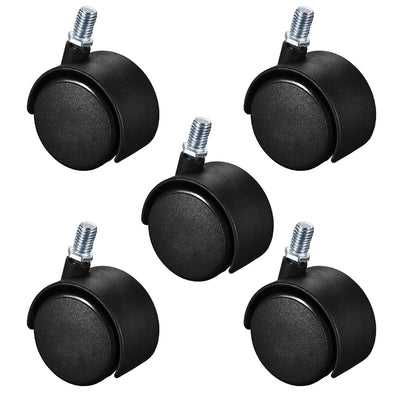 Harfington Furniture Casters 2 Inch Nylon M10 x 15mm Threaded Stem Swivel Caster Wheels, 38lb Capacity Each Wheel, 5 Pcs