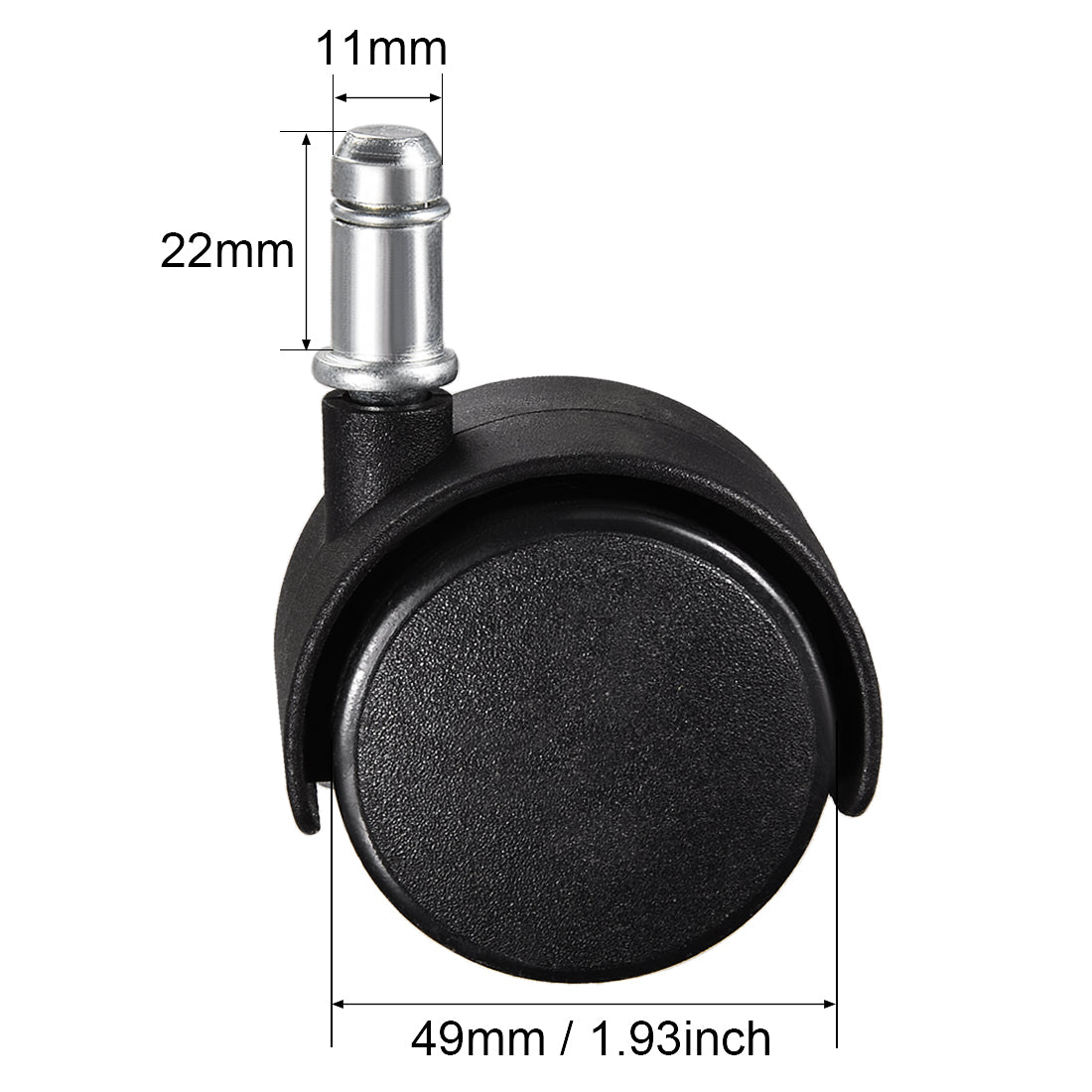 Harfington 2inch Swivel Casters Nylon Twin Wheel Universal 11mmx22mm Stem Caster Black