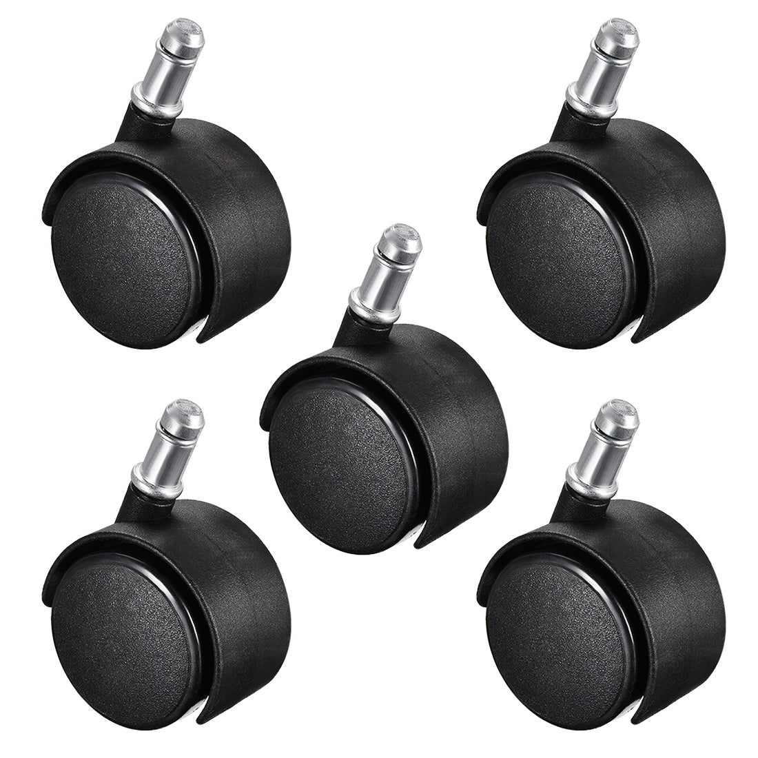 Harfington 2inch Swivel Casters Nylon Twin Wheel Universal 11mmx22mm Stem Caster Black 5pcs