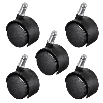 Harfington 2inch Swivel Casters Nylon Twin Wheel Universal 11mmx22mm Stem Caster Black 5pcs