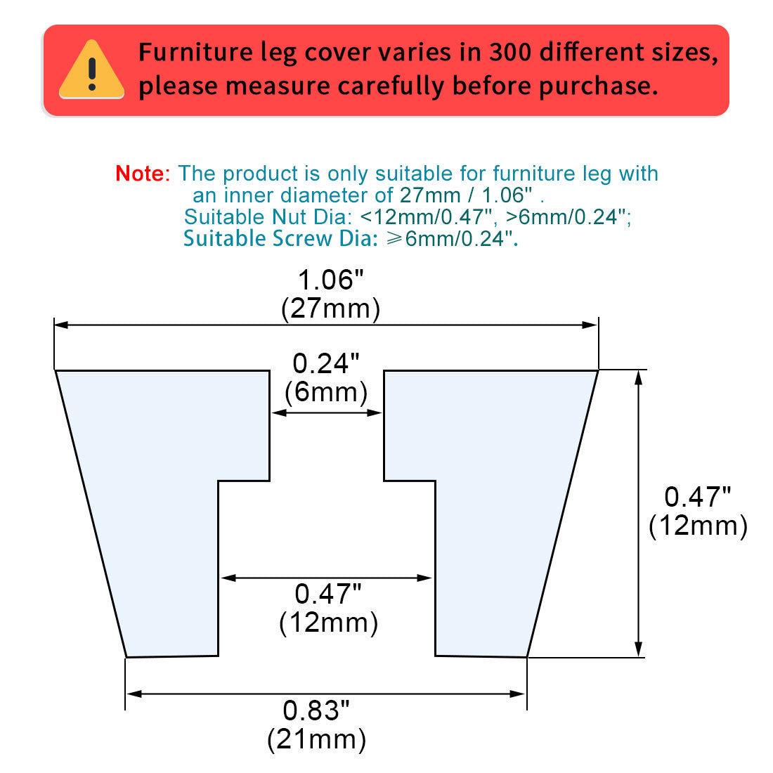 Harfington 12pcs D27x21xH12mm Rubber Feet Non-slip Leg Pad Anti-scratch Cabinet Protector