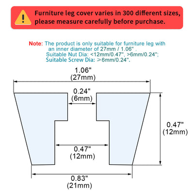 Harfington 12pcs D27x21xH12mm Rubber Feet Non-slip Leg Pad Anti-scratch Cabinet Protector