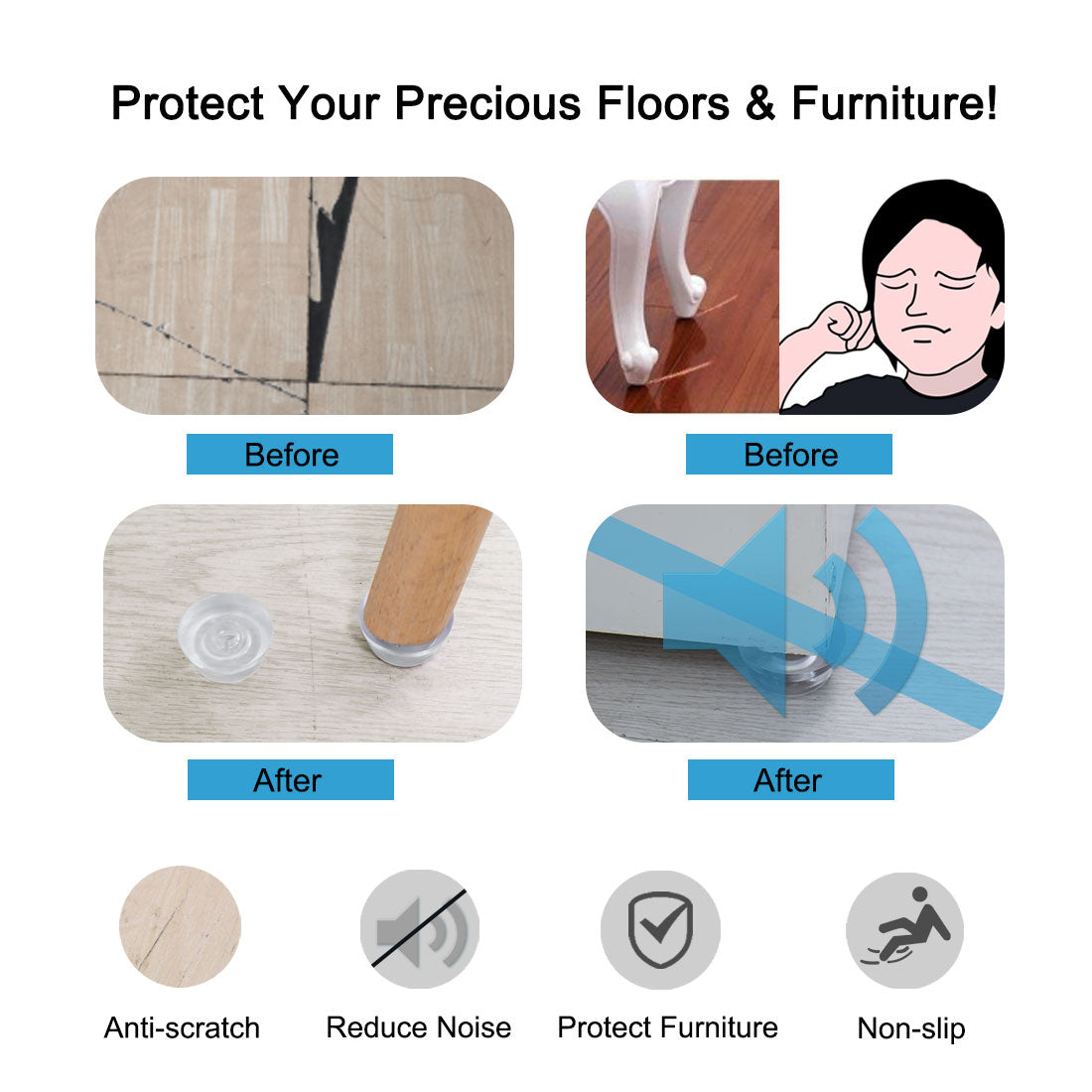 Harfington 12pcs D27x21xH12mm Rubber Feet Non-slip Leg Pad Anti-scratch Cabinet Protector