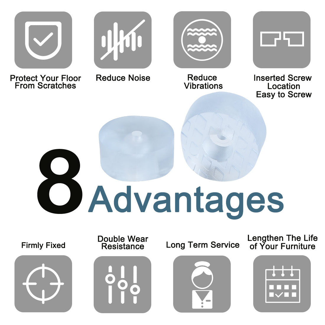 Harfington 12pcs Round Rubber Feet Non-slip Leg Pad Anti-scratch Table Desk Protector 15mm