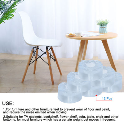 Harfington 12pcs Round Rubber Feet Non-slip Leg Pad Anti-scratch Table Desk Protector 15mm