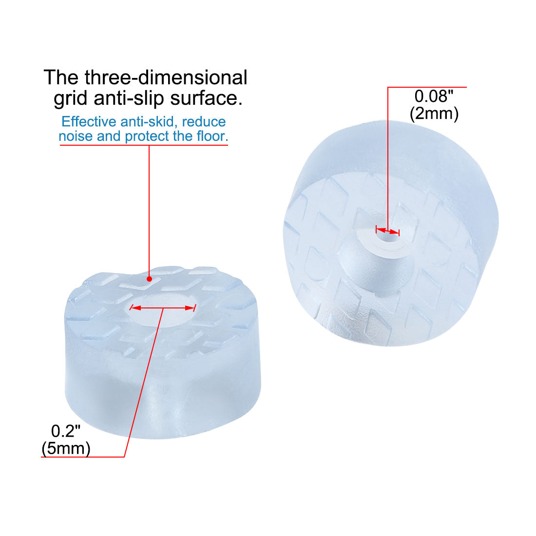 Harfington 16pcs Round Rubber Feet Non Slip Anti-scratch Floor Protector for Furniture 15mm