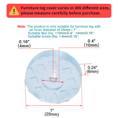 Harfington 16pcs Round Rubber Feet Non Slip Pad Anti-scratch Floor Protector for Table 25mm