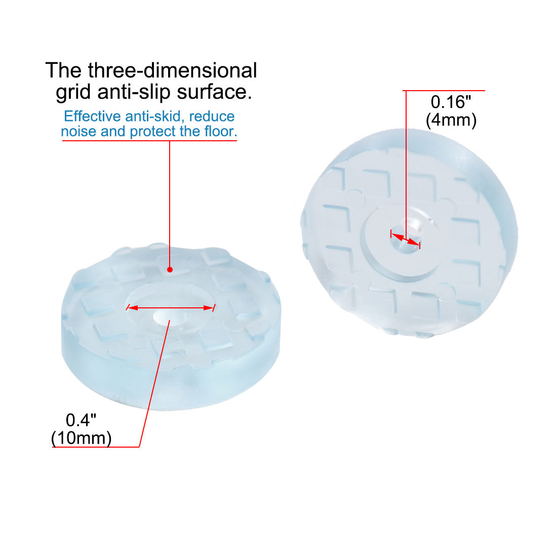 Harfington 16pcs Round Rubber Feet Non Slip Pad Anti-scratch Floor Protector for Table 25mm