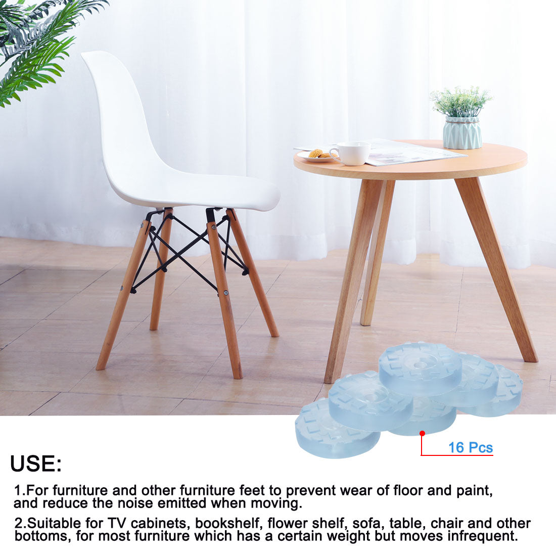 Harfington 16pcs Round Rubber Feet Non Slip Pad Anti-scratch Floor Protector for Table 25mm