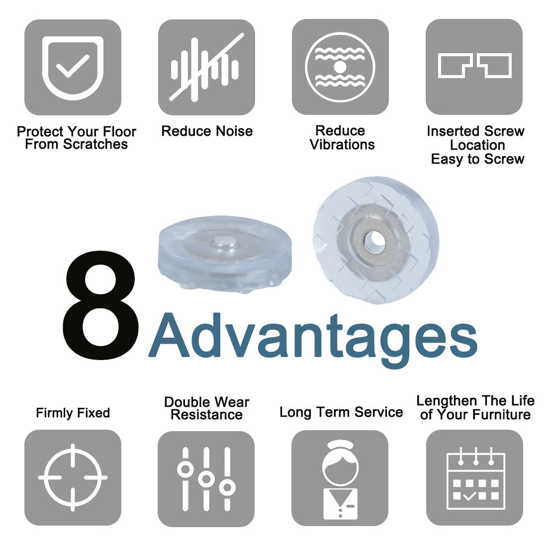 Harfington 18pcs Round Rubber Feet Insert Metal Washer Chair Leg Floor Pad Protector 25mm