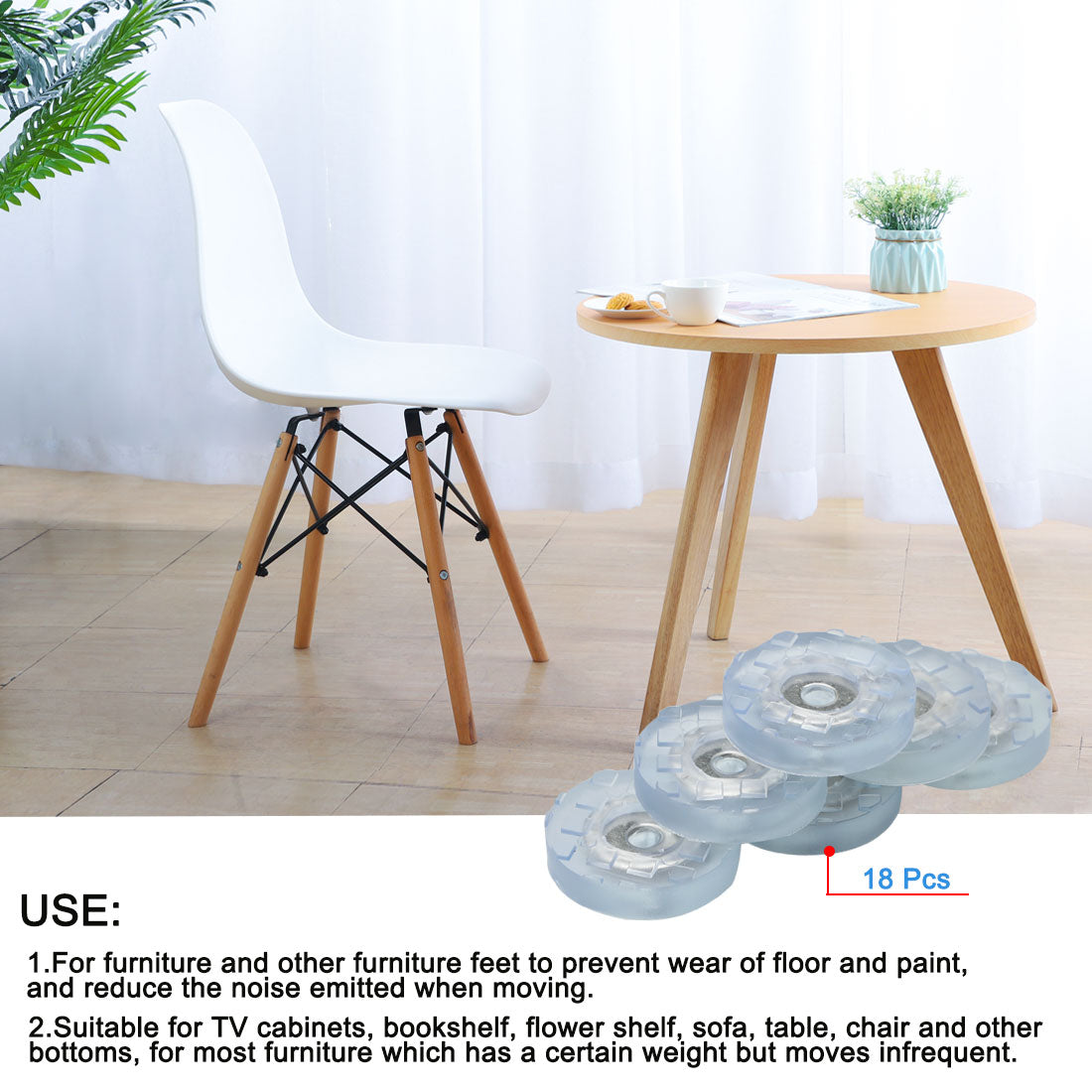 Harfington 18pcs Round Rubber Feet Insert Metal Washer Chair Leg Floor Pad Protector 25mm