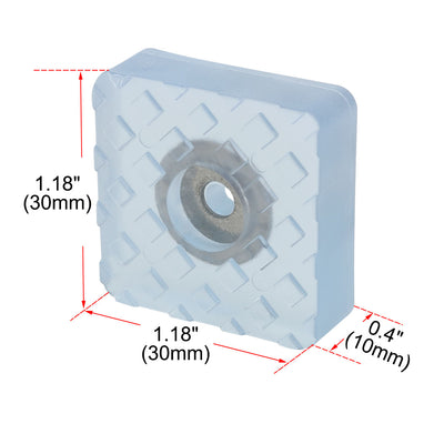 Harfington 16pcs Rubber Feet Insert Metal Washer Anti-Slip Furniture Leg Protector 30x30mm