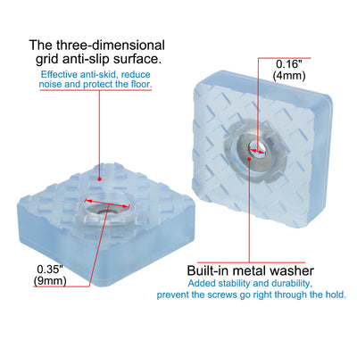 Harfington 16pcs Rubber Feet Insert Metal Washer Anti-Slip Furniture Leg Protector 30x30mm