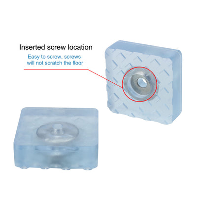 Harfington 16pcs Rubber Feet Insert Metal Washer Anti-Slip Furniture Leg Protector 30x30mm