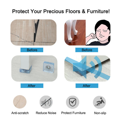 Harfington 16pcs Rubber Feet Insert Metal Washer Anti-Slip Furniture Leg Protector 30x30mm