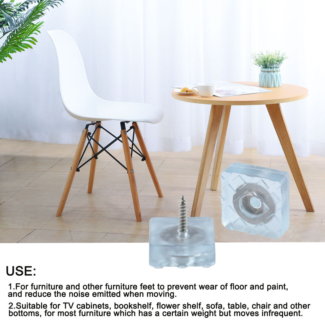 Harfington 12pcs Square Rubber Feet Metal Washer with Screw Leg Pad Floor Protector 22x22mm