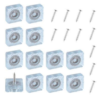Harfington 12pcs Square Rubber Feet Metal Washer with Screw Leg Pad Floor Protector 22x22mm