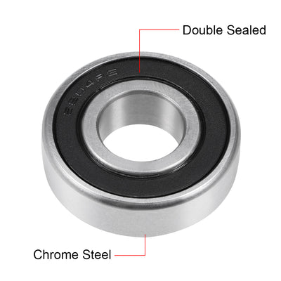 Harfington Uxcell Deep Groove Ball Bearings Metric Double Sealed Chrome Steel ABEC1 Z2 Level