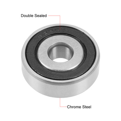 Harfington Deep Groove Ball Bearings Metric Double Seal Chrome Steel ABEC1 Z1