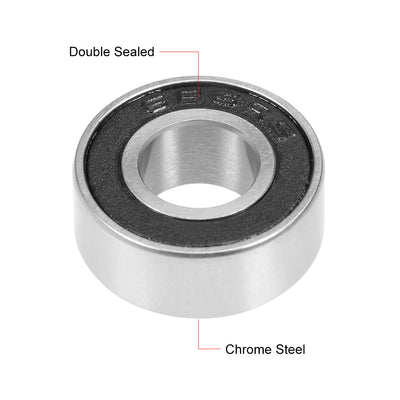 Harfington Deep Groove Ball Bearings Metric Double Seal Chrome Steel ABEC1 Z1
