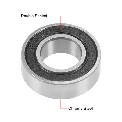 Harfington Deep Groove Ball Bearings Metric Double Seal Chrome Steel ABEC1 Z1