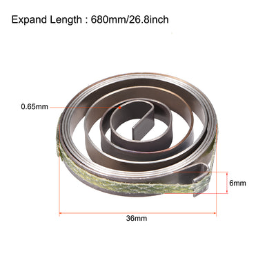 Harfington Drill Press Spring Drill Press Quill Feed Return Coil Spring Assembly Spring Steel Chemical Blackening Finish 680mm Expand Long 36x6x0.65mm 2 Pcs