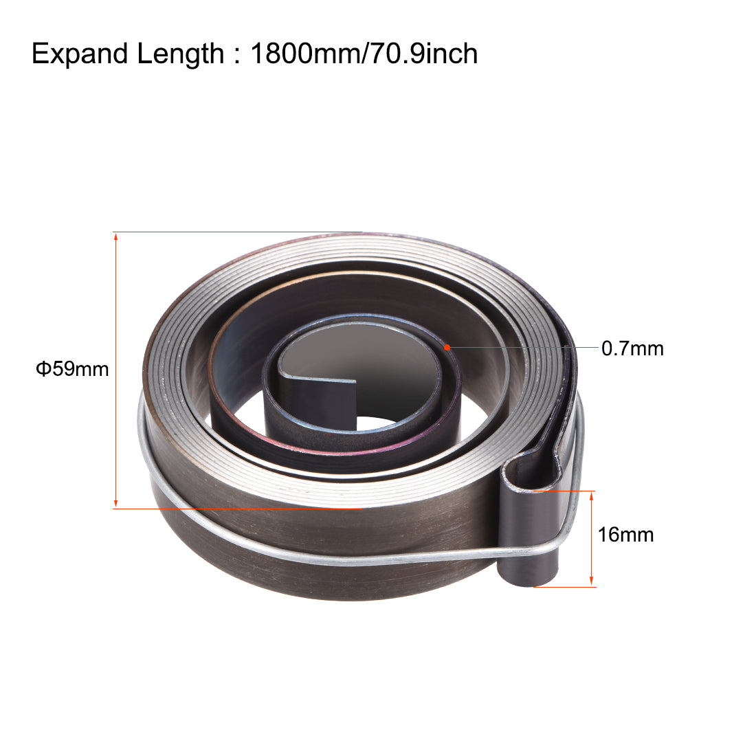 Harfington Drill Press Spring Drill Press Quill Feed Return Coil Spring Assembly Spring Steel Chemical Blackening Finish 1800mm Expand Long 59 x 16 x 0.7mm