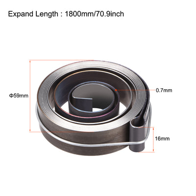 Harfington Drill Press Spring Drill Press Quill Feed Return Coil Spring Assembly Spring Steel Chemical Blackening Finish 1800mm Expand Long 59 x 16 x 0.7mm
