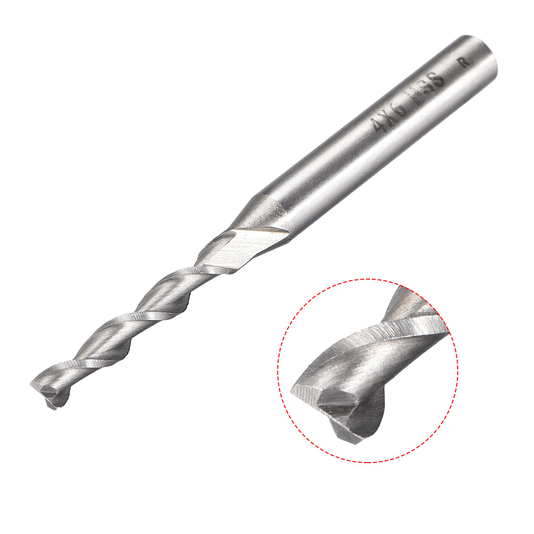 Harfington 4mm Cutting HSS-AL Spiral Drill Bit Straight End Mill Cutter 2 Flute with 6mm Shank