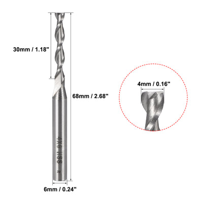 Harfington 4mm Cutting HSS-AL Spiral Drill Bit Straight End Mill Cutter 2 Flute with 6mm Shank