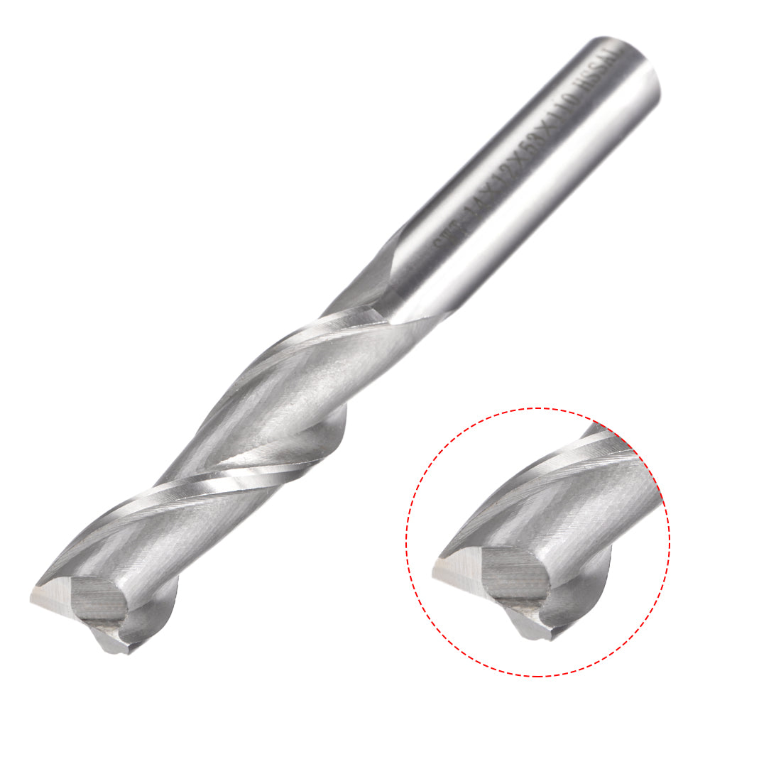 Harfington 14mm Cutting HSSAL Spiral Drill Bit Straight End Mill Cutter 2 Flute with 12mm Shank