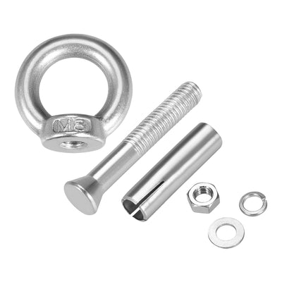 Harfington M8 x 60 Expansion Eyebolt Eye Nut Screw with Ring Anchor Raw Bolts 5 Pcs