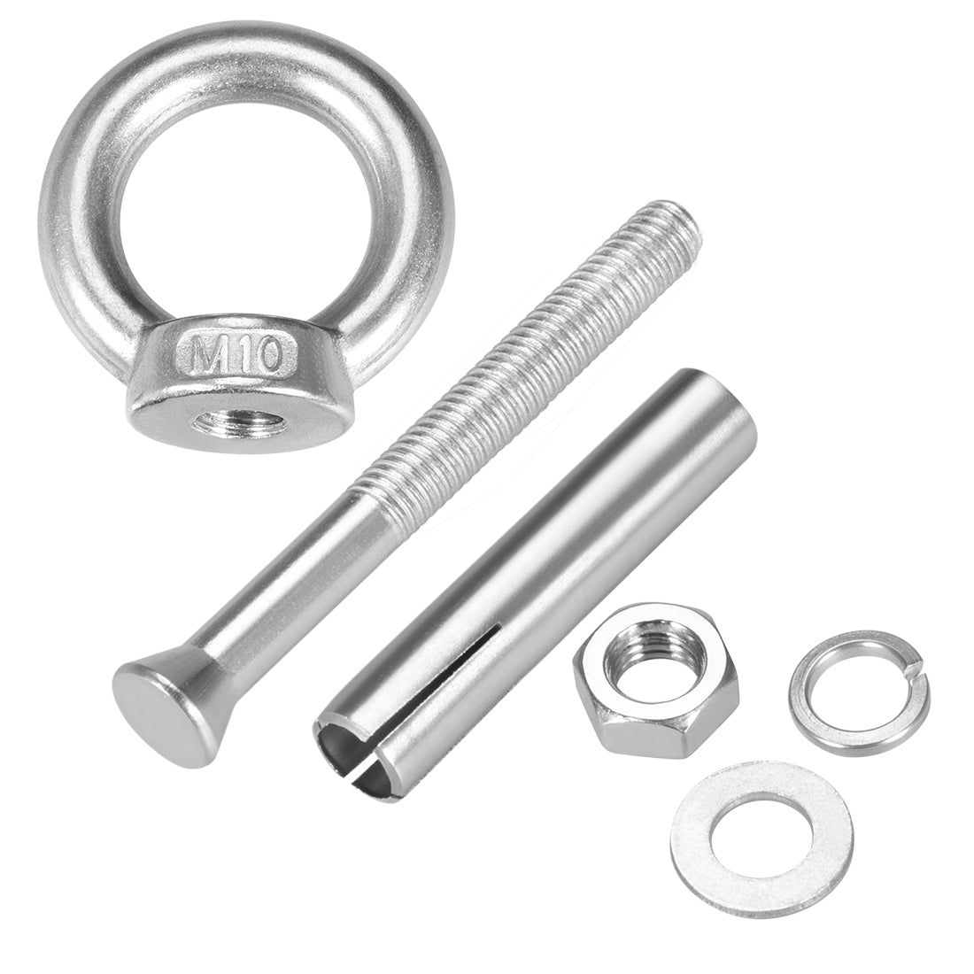 Harfington M10 x 80 Expansion Eyebolt Eye Nut Screw with Ring Anchor Raw Bolts 2 Pcs