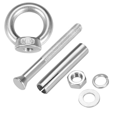 Harfington M10 x 80 Expansion Eyebolt Eye Nut Screw with Ring Anchor Raw Bolts 2 Pcs