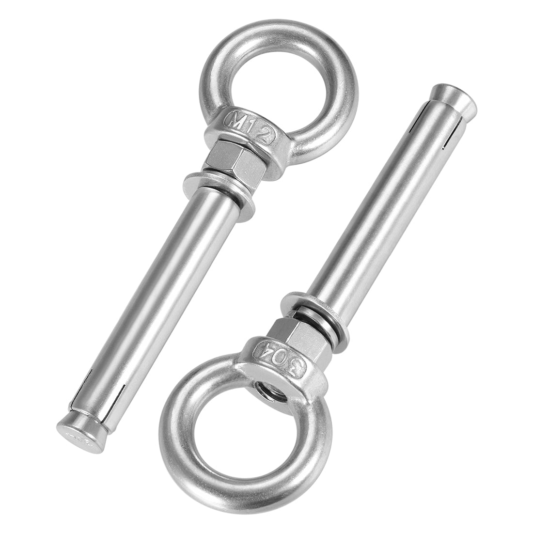 Harfington M12 x 120 Expansion Eyebolt Eye Nut Screw with Ring Anchor Raw Bolts 2 Pcs