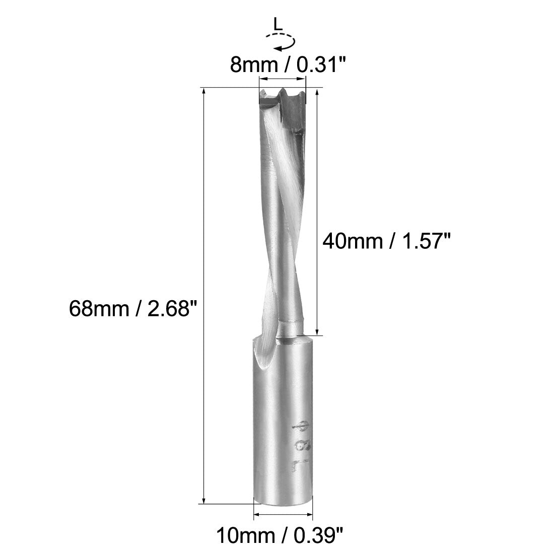 Harfington Brad Point Drill Bits for Wood 8mm x 68mm Left Turning Carbide for Woodworking Carpentry Drilling Tool