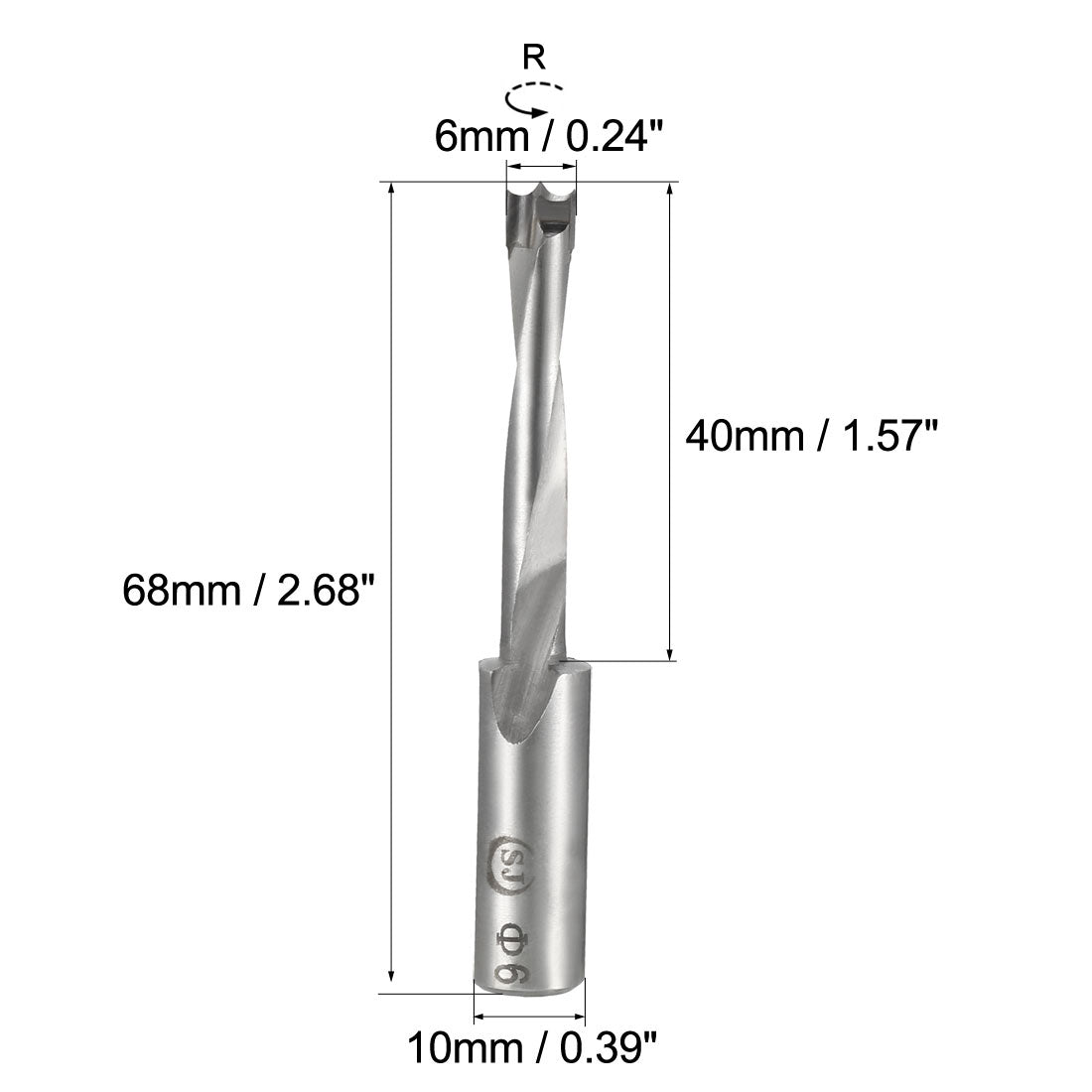 Harfington Brad Point Drill Bits for Wood 6mm x 68mm Right Turning Carbide for Woodworking Carpentry Drilling Tool