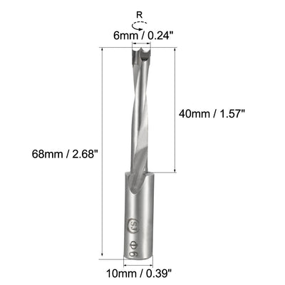 Harfington Brad Point Drill Bits for Wood 6mm x 68mm Right Turning Carbide for Woodworking Carpentry Drilling Tool