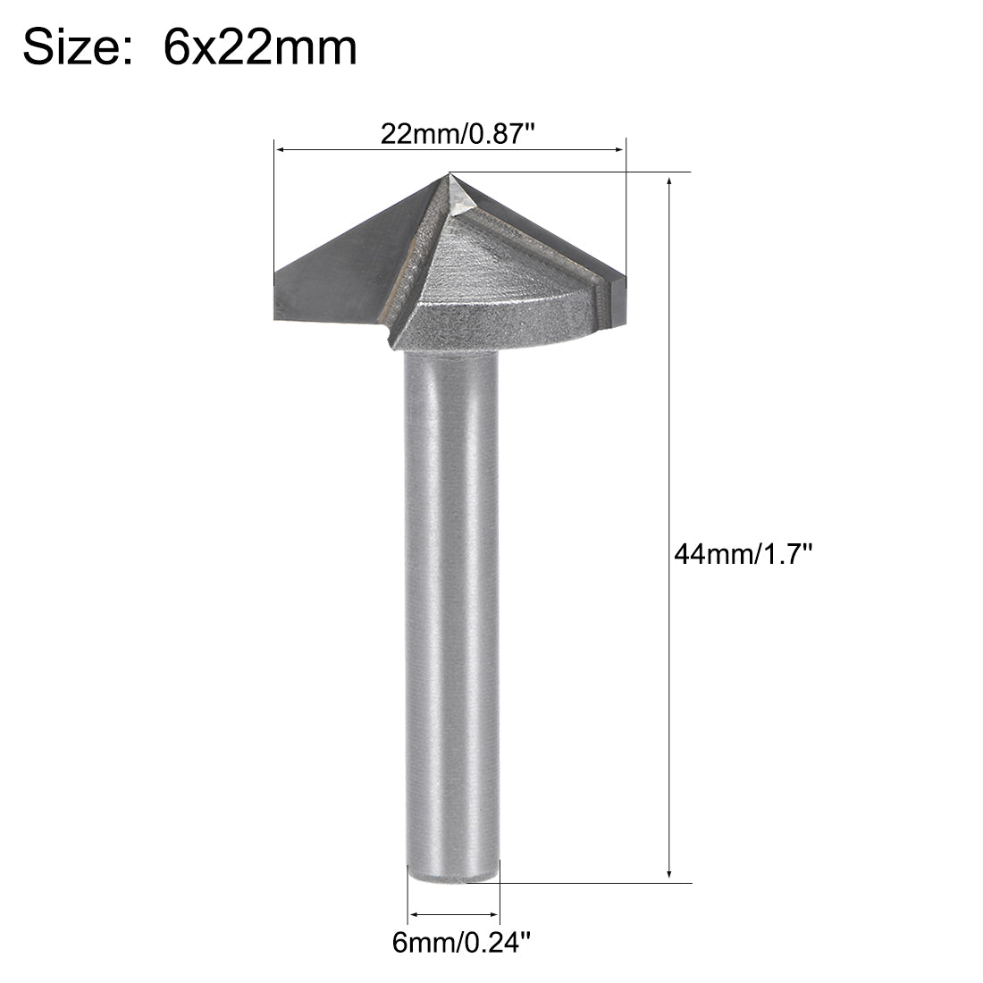 Harfington Router Bits 6mm Shank 22mm Dia. 120 Degree V-Groove End Mill Tungsten Steel for CNC Woodworking Engraving Edge Trimmer