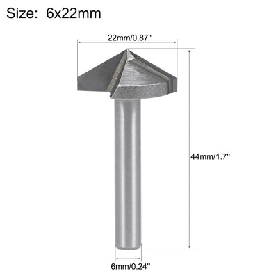 Harfington Router Bits 6mm Shank 22mm Dia. 120 Degree V-Groove End Mill Tungsten Steel for CNC Woodworking Engraving Edge Trimmer