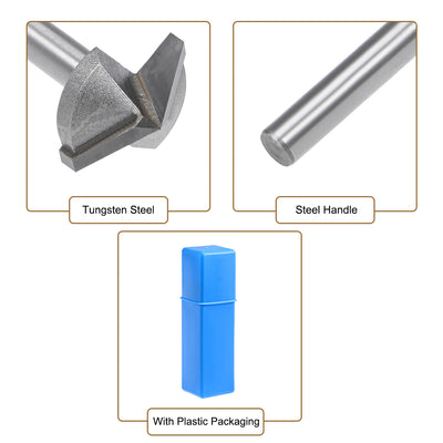 Harfington Router Bits 6mm Shank 22mm Dia. 120 Degree V-Groove End Mill Tungsten Steel for CNC Woodworking Engraving Edge Trimmer