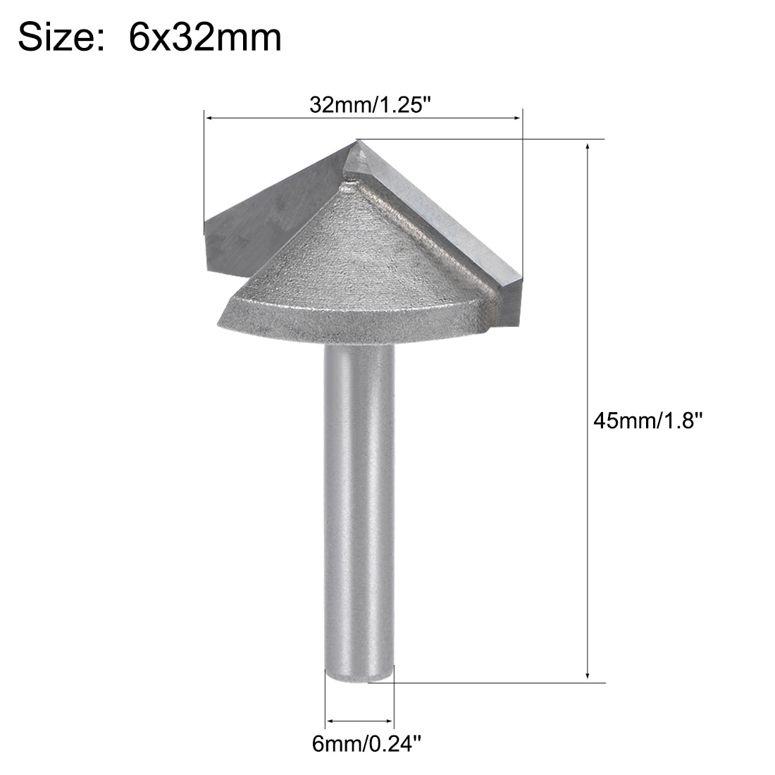 Harfington Router Bits 6mm Shank 32mm Dia. 120 Degree V-Groove End Mill Tungsten Steel for CNC Woodworking Engraving Edge Trimmer