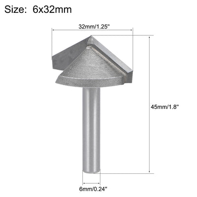 Harfington Router Bits 6mm Shank 32mm Dia. 120 Degree V-Groove End Mill Tungsten Steel for CNC Woodworking Engraving Edge Trimmer
