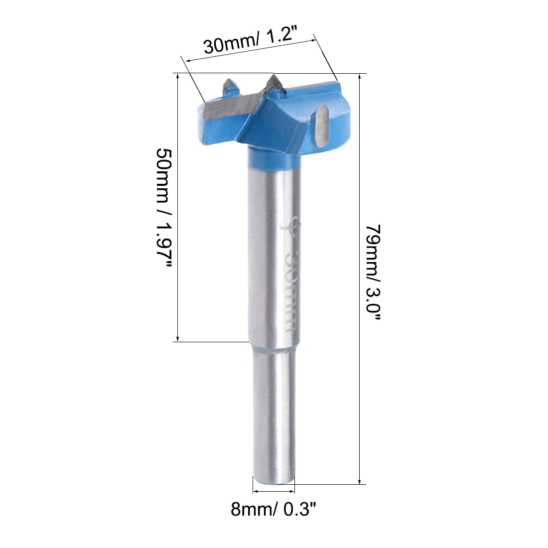 Harfington Forstner Wood Boring Drill Bits 30mm Dia Hole Saw Carbide Round Shank Cutting for Hinge Plywood MDF CNC Tool