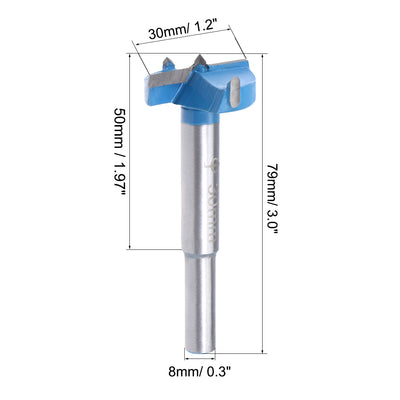Harfington Forstner Wood Boring Drill Bits 30mm Dia Hole Saw Carbide Round Shank Cutting for Hinge Plywood MDF CNC Tool