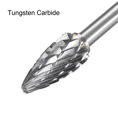 Harfington Tungsten Carbide Double Cut Rotary Burrs File Tree Shape with 1/8" Shank 2pcs