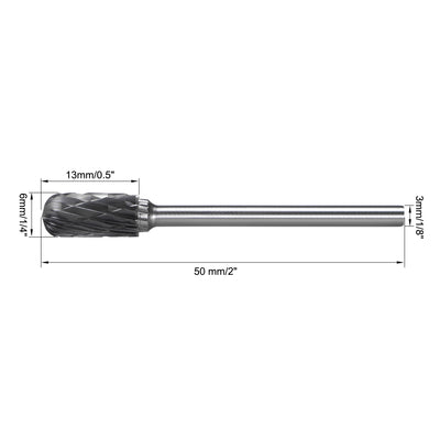 Harfington Tungsten Carbide Double Cut Rotary File Radius Cylinder Shape w 1/8" Shank 2pcs