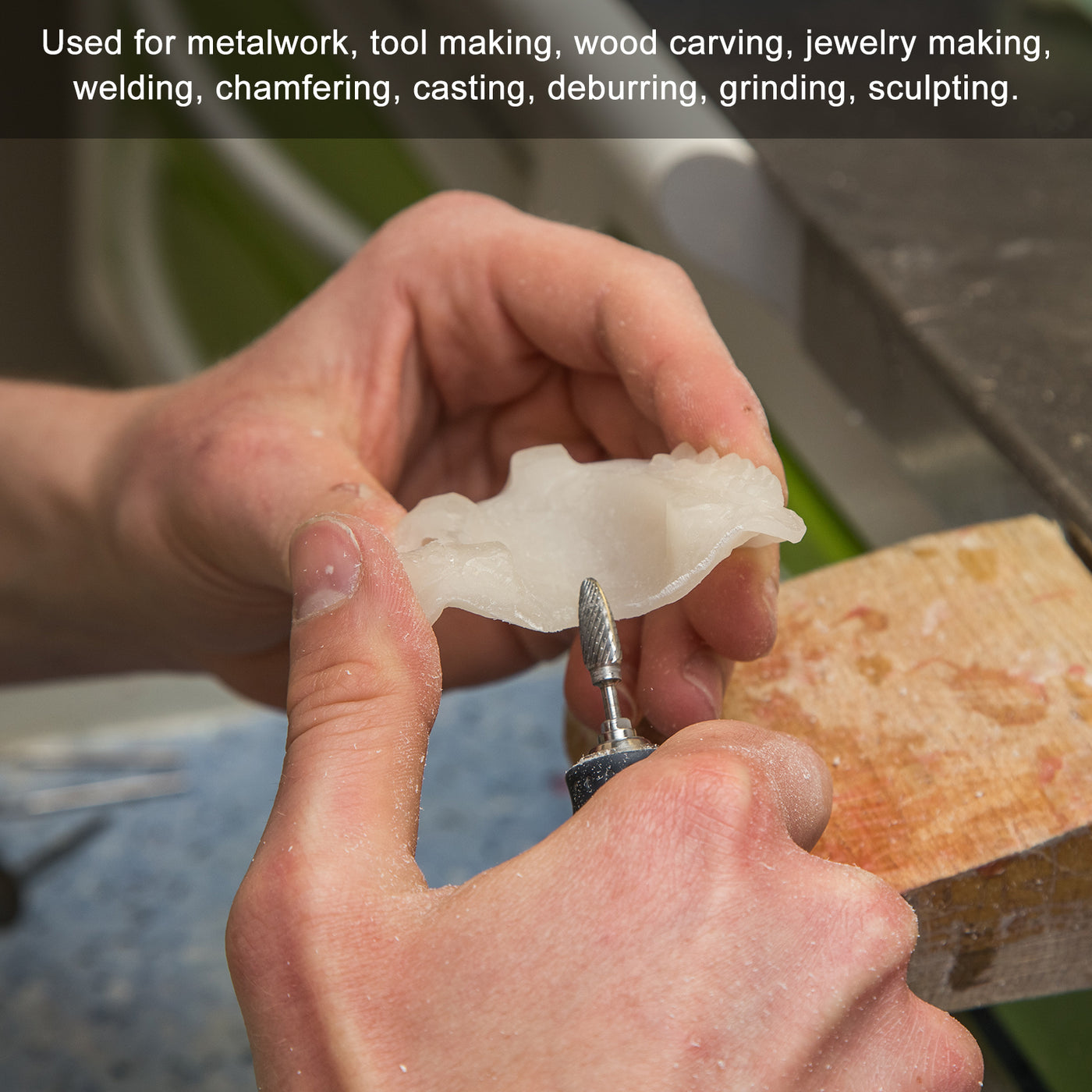 Harfington Tungsten Carbide Double Cut Rotary File Radius Cylinder Shape w 1/8" Shank 2pcs