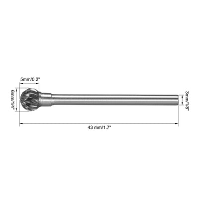Harfington Tungsten Carbide Double Cut Rotary Burrs File Ball Shape with 1/8" Shank 2pcs