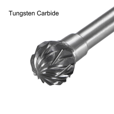 Harfington Tungsten Carbide Double Cut Rotary Burrs File Ball Shape with 1/8" Shank 3pcs